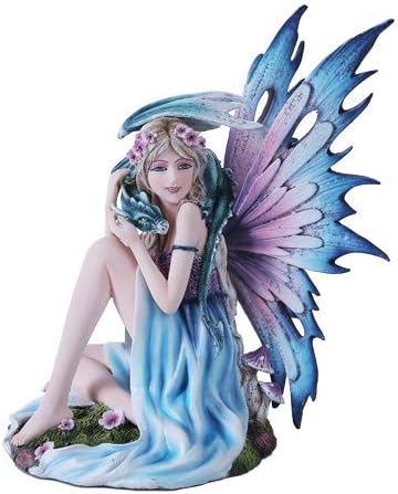Pacific Giftware Spring Flower Fairy Princess with Mystical Baby Dragon Statue Figurine