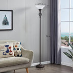 Torchiere Floor Lamp for Living Room, LED Standing Reading Light for Bedroom with Glass Shade for Living Room Corner Bedroom Home Office,Bulbs Included (Red Brown,Glass 1 Head)