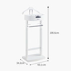 Suit Stands Butler Clothing Racks Wood Suit Valet Stand Clothes Rack with Base Floor Standing Suit Hanger Rack with Drawer, Top Tray,for Office Living Room Bed Room ﻿43X33.5X107CM(White)