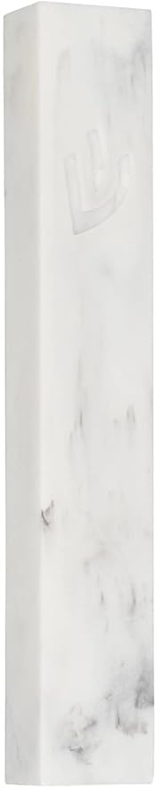 A&S Mezuzot Modern Concrete Mezuzah Case with Scroll, Easy Peel and Stick Mezuza (Marble, 7 Inches)