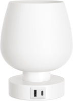 Seealle Touch Table Lamp for Nightstand Set of 2 - Bedside Lamp with USB C+A Charging Ports for Bedroom Living Room Night Stands, Desk Lamp with White Glass Shade for Small Spaces, 3 Way Dimmable