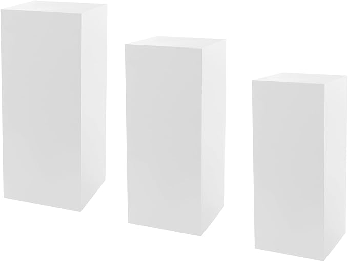 Display Pedestal Stand, Metal Display Pedestal Stands, Metal Showing Holder Pillars Display Pillars For Birthday Party Wedding 110.23 lbs Load-Bearing Capacity (White 3 PCS)