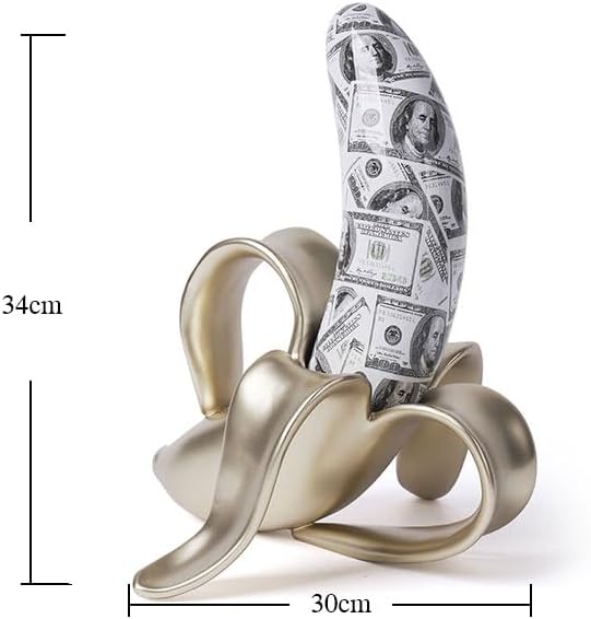 Banana Statue Abstract Sculpture Decor Modern Gift Table Centerpiece Figurine for Home Room Office Polyresin 13.4 Inch