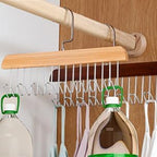 Belt Hanger 3 Pack with 24 Hooks, Sturdy Wooden Non-Slip Belt Holder, Space Saving Closet Organizer, Rotating Display Rack for Bra, Hat, Tank Tops