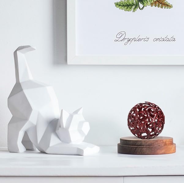 Metal Decorative Sphere for Home Decor - Decorative Balls for Shelves, Centerpiece Bowls, Bookshelf - Decoration Orbs Accents for Living Room, Bedroom - Fancy Red Shelf Spheres