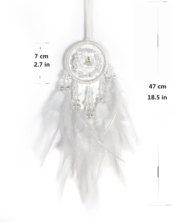 Car Dream Catcher for Rearview Mirror Accessories, Small White Dream Catchers for Car Hanging Ornament for Room Decoration Pendant