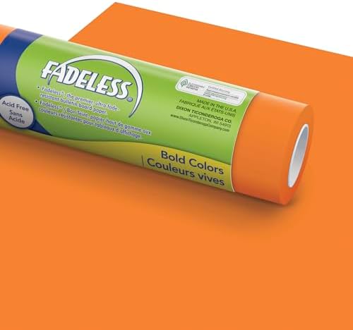 Fadeless Bulletin Board Paper, Fade-Resistant Paper for Classroom Decor, 48” x 200’, Orange, 1 Roll