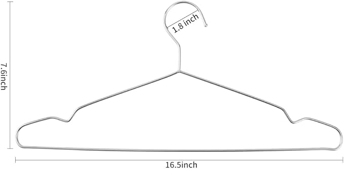 Hangers 10 Pack Clothes Hanger Strong Heavy Duty Stainless Steel Metal Ultra Thin Space Saving Wire Hangers 16.5in by WYCQKL