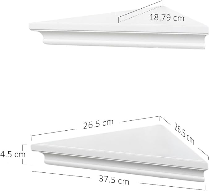 AHDECOR White Corner Shelves, Stylish Wall Mounted Corner Shelf for Space-Saving Storage in Living Room, Bedroom, and Office, Set of 2