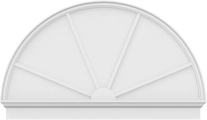 60"W x 36-3/4"H x 2-3/4"P Half Round 4 Spoke Architectural Grade PVC Combination Pediment