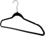 Quality Hangers 200 Pack Plastic Hangers for Clothes - Slim Non-Velvet Hangers with 360° Swivel Chrome Hook & Non Slip Notches - Ideal for Dresses Coats Shirts Jackets & More - Black