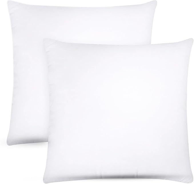Covers & All Throw Pillow Inserts Only Pack of 2, Durable Soft Square 20 x 20 Inches 65 GSM Non-Woven Fabric with 15D Silicon Fiber Filling, Universal uses for Home Decor Office Indoor Outdoor