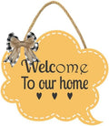 Welcome To Our Home Sign for Front Door 12'' Bubble Shape Wood Sign Hanging Decor Outdoor sign for Farmhouse porch Wall Pediments Decorations