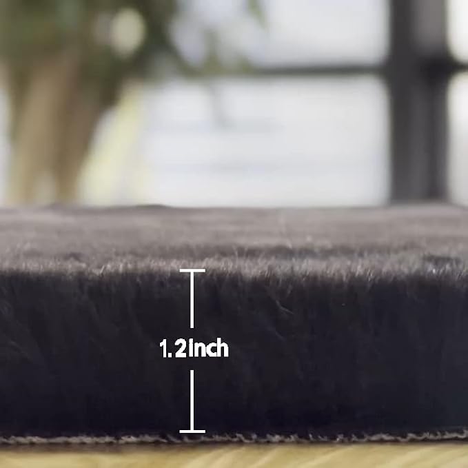 Fluffy Black Fuzzy Faux Rabbit Washable Shaggy Fur Rug for Living Room Bedroom Rugs Runners Rugs for Hallway 2x10 Nursery Rug