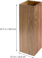 HOMSFOU Umbrella Stand Wood Umbrella Holder Farmhouse Bucket Square Wooden Holder Canes Walking Sticks for Home Office Entryway 6.3" L x 6.3" W x 19.7" H