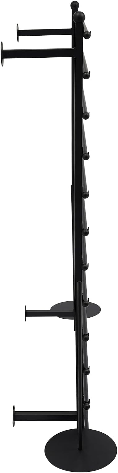 12-Tier Wall Mounted Scarf Rack, Scarf Display Rack, Towels Storage Hanger, Commercial Hijab Scarf Holder Organizer Space Saving for Retail Stores, Boutiques, Home (Black, 31.5in Width)
