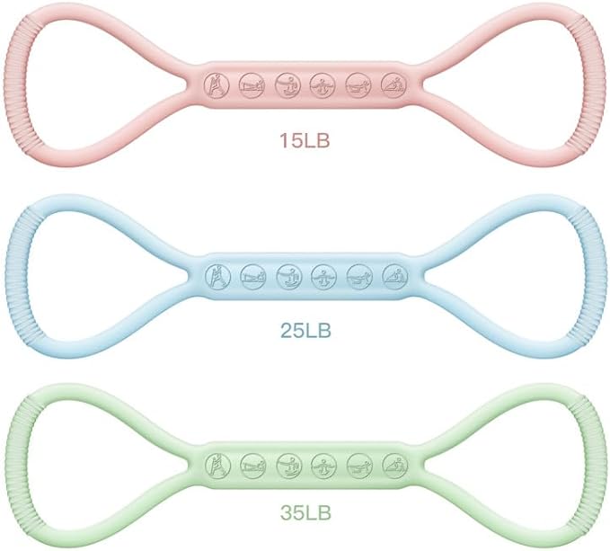 2025 Upgraded Figure 8 Resistance Band for Physical Therapy, Shoulder Back Arm Exercise Bands, 3 Resistance Levels for 15 25 35lb for Kids Adult Elderly