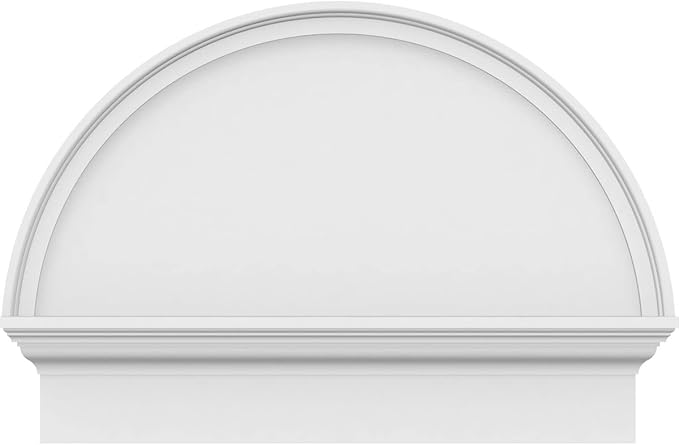28"W x 20-3/4"H x 2-3/4"P Half Round Smooth Architectural Grade PVC Combination Pediment
