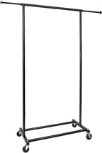 Fishat 59" H Simple Portable Standard Black Rolling Clothing Garment Rack, Metal Freestanding Hanging Clothes Organizer with Lockable Wheels for Mobile