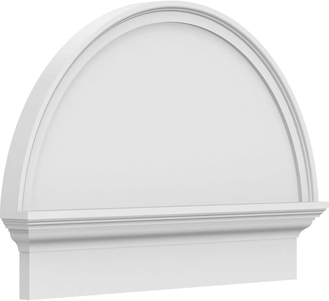 28"W x 20-3/4"H x 2-3/4"P Half Round Smooth Architectural Grade PVC Combination Pediment