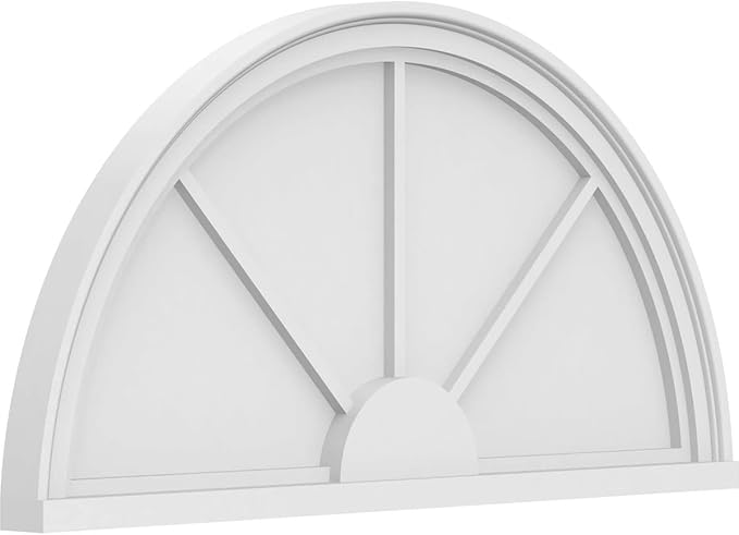 34"W x 17"H x 2"P Half Round 3 Spoke Architectural Grade PVC Pediment