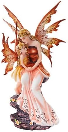 Mother and Baby Fairy Figurine, Hand-Painted Resin Statue for Home Decor, 8-Inch Collectible