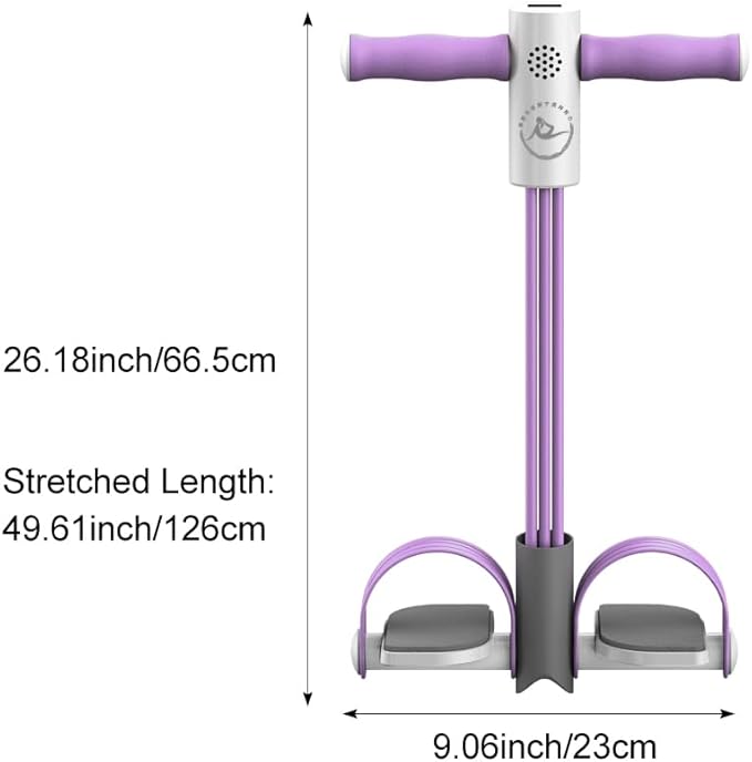 Abdominal Trainer, Sit-Up Training Equipment, 6 Tubes Fitness Elastic Pull Rope, Tension Rope Pull Up Pilate Foot Pedal Resistance Band Workout Tool Ab Shaper