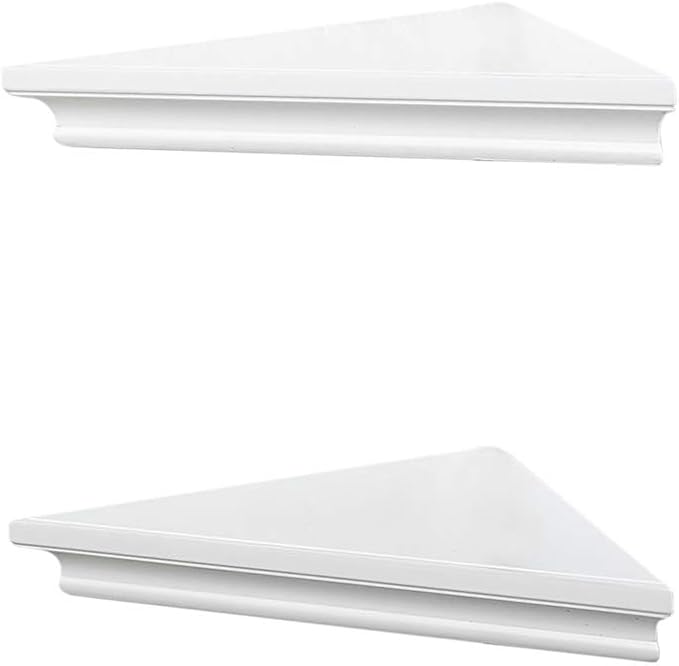 AHDECOR White Corner Shelves, Stylish Wall Mounted Corner Shelf for Space-Saving Storage in Living Room, Bedroom, and Office, Set of 2