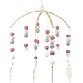 WAYUTO Neutral Handmade Felt Ball Ceiling Mobile - Deep-Pink Leaf Design