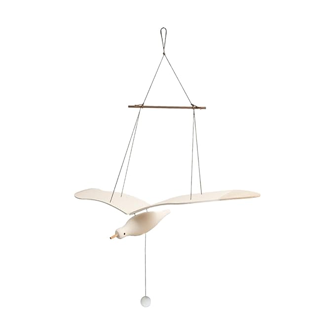 Wooden Seagull Mobile, Wood Soaring Seagulls Drop, Wooden Soaring Seagulls Hanging Decoration, for Window Nursery Living Room