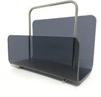 Magazine Holder, Brown Clear Acrylic with Stainless Steel Handle, Tabletop Display Stand (Black Transparent)