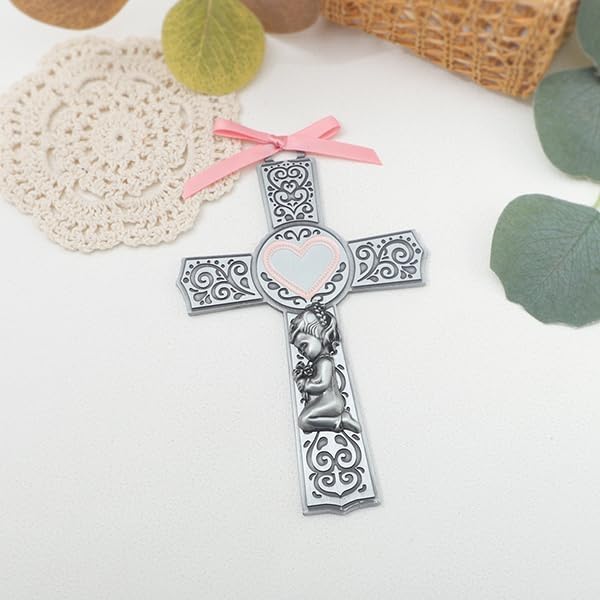 KOMI Baby Catholic Wall Cross 6Inch Baptism Gifts for Girls Religious Wall Decor Catholic Baptism Gift First Holy Communion Gifts Recuerdos Para Bautizo