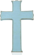 Bltgh Blue Wooden Cross Wall Decor, Religious Cross Gifts With Hook on Hanging Wall Or Table, Confirmation Cross Gift, Baptism Gifts, Rustic Home Church Room Crosses Décor, 10x6.5 IN