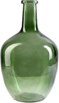 Serene Spaces Living Green Bottleneck Glass Vase, Vintage Floor Vase, Long-Stemmed Floral Container, Decorative Centerpiece for Coffee Table, Office, Wedding, 7.48" Diameter & 12" Tall, Set of 4