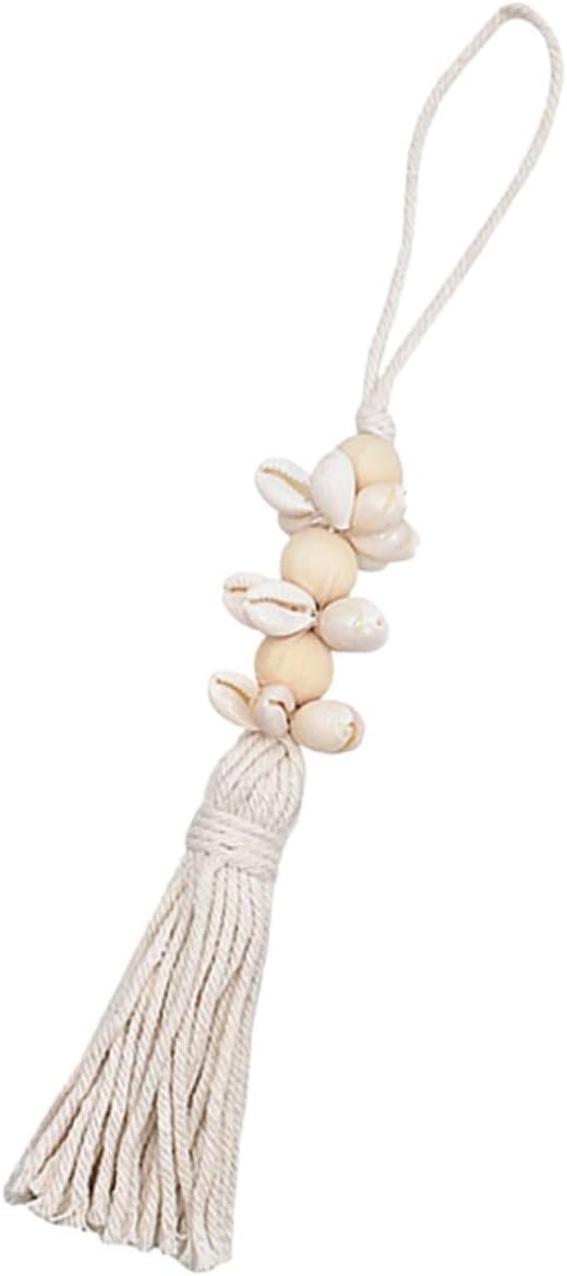 Pastoral Wooden Beads String with Shells and Tassels Creative Boho Decor for Home Beach Inspired Rustic Touch Versatile Hanging Garland for Walls Windows