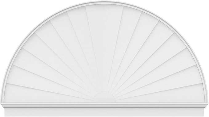 86"W x 49-3/4"H x 2-3/4"P Half Round Sunburst Architectural Grade PVC Combination Pediment