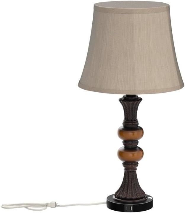 Set of 2 Touch Control Traditional Table Lamp, 27"H Bedside Lamps with 2 USB Charging Ports, 3-Way Dimmable Bronze Finish Large Nightstand Lamps with Bell Faux Silk Shade for Living Room, Bedroom