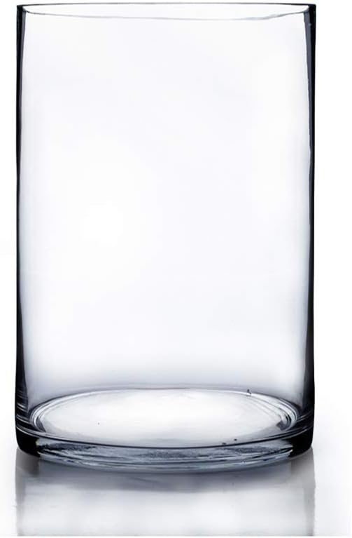 WGV Cylinder Vase Bulk, Width 8", Height 12", Clear Wide Large Diameter Flower Glassware, Floral Container, Planter Terrarium for Wedding Party Event, Home Accent Decor, 6 Pieces