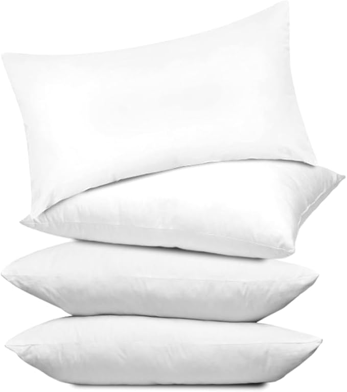Covers & All Throw Pillow Inserts Only Pack of 4, Durable Soft Rectangle 12 x 20 Inches 65 GSM Non-Woven Fabric with 15D Silicon Fiber Filling, Universal uses for Home Decor Office Indoor Outdoor