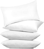 Covers & All Throw Pillow Inserts Only Pack of 4, Durable Soft Rectangle 12 x 20 Inches 65 GSM Non-Woven Fabric with 15D Silicon Fiber Filling, Universal uses for Home Decor Office Indoor Outdoor
