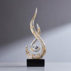 Modern Abstract Art Table Decoration,Resin Flame Statue Modern Centerpiece Ornaments for Living Room Great Gift Idea Home Decor,Collectibles (White+Gold)