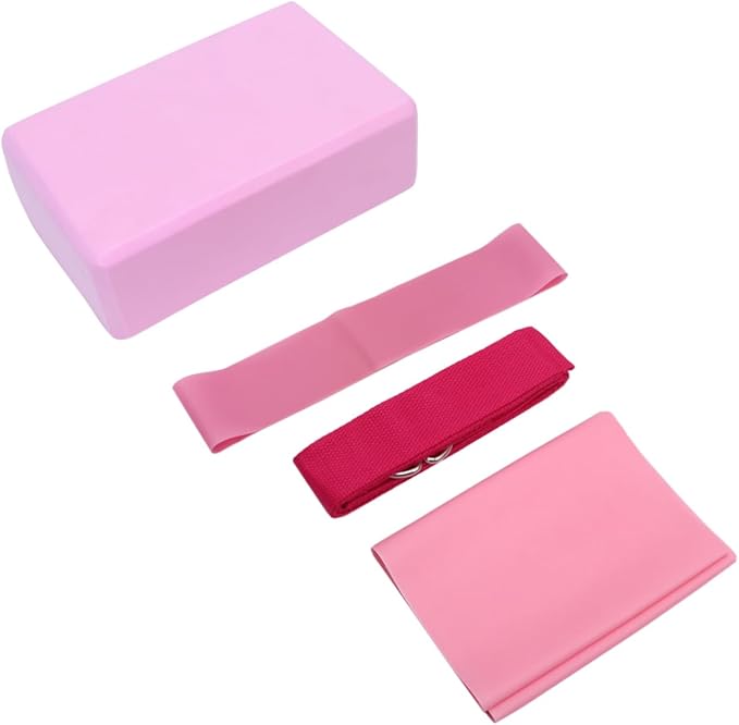 KICHOUSE Yoga Accessories Stretch Band Latex Pull Towel Resistance Ring Kit for Home Workouts Lightweight Pink Yoga Tool Kit for Fitness Enthusiasts