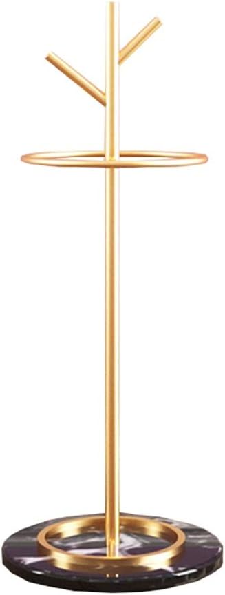 WXYZ Golden Umbrella Stand with Branch Shape, Creative Wrought Iron Umbrella Barrel with Solid Marble Base, Decorative Ornaments 32x55cm (Color : Gold+Black)
