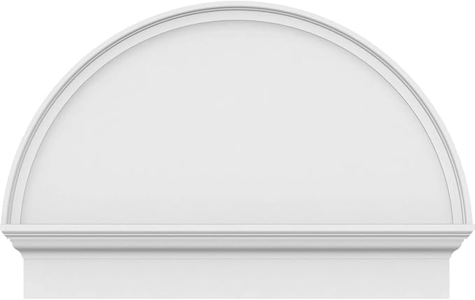 34"W x 23-3/4"H x 2-3/4"P Half Round Smooth Architectural Grade PVC Combination Pediment