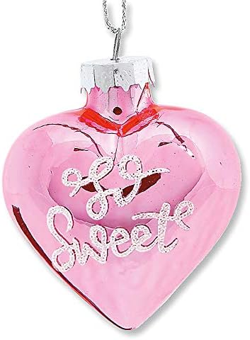 Lillian Vernon Glitter Words Blown Glass Valentine’s Day Ornaments - Handcrafted Hanging Tree Decorations, Heart Glitter Words Holiday & Party Decor, 2.5 in, Pink & Red, 12-Piece Set