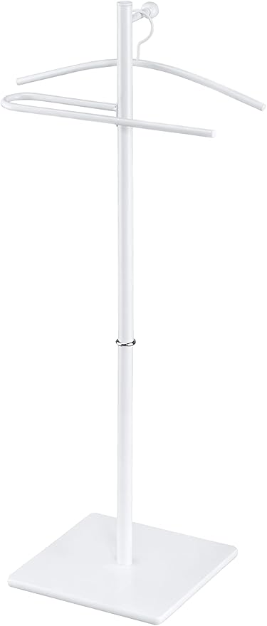 Proman Products VL17242 Kumo Freestanding Metal Valet Stand Organizer with Removable Hanger, Trouser Bar, White, 11.5" W x 11.5" D x 41" H