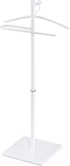 Proman Products VL17242 Kumo Freestanding Metal Valet Stand Organizer with Removable Hanger, Trouser Bar, White, 11.5" W x 11.5" D x 41" H