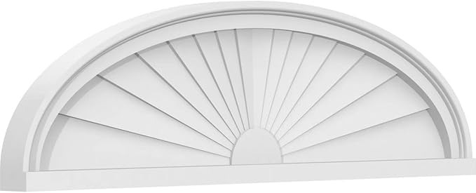 36" W x 10" H x 2" P Elliptical Sunburst Architectural Grade PVC Pediment