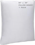 WINGLAM Throw Pillow Inserts 1-Pack, 38x38 Inches Square Decorative Pillow Stuffers, Hypoallergenic Ultra Soft Lightweight Down Alternative Polyester, White Sham Stuffer Pillows（1）