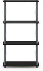 Furinno Turn-N-Tube 4-Tier Multipurpose Shelf Display Rack, Classic Tubes, Black/Grey